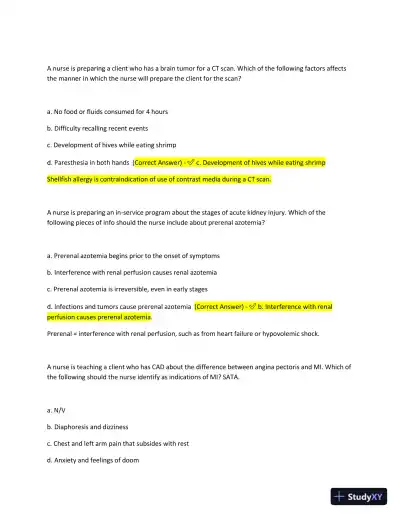 2023-2024 ATI Med Surg Proctored Exam with Answers (61 Solved Questions) - Page 4 preview image