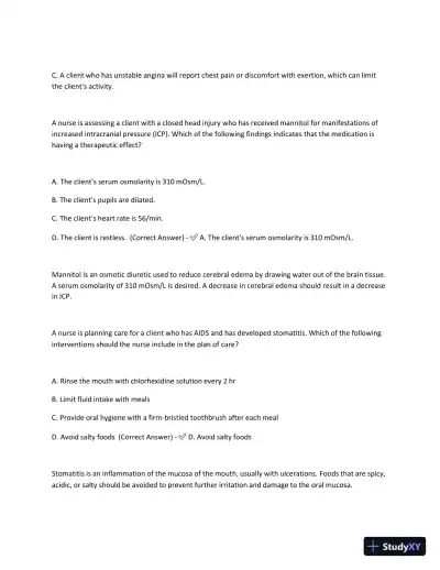 2023-2024 ATI Med Surg Proctored Exam with Answers (61 Solved Questions) - Page 8 preview image