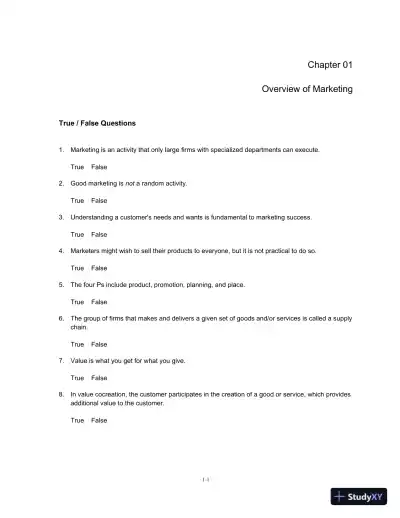 Test Bank For Marketing, 4th Edition - Page 1 preview image