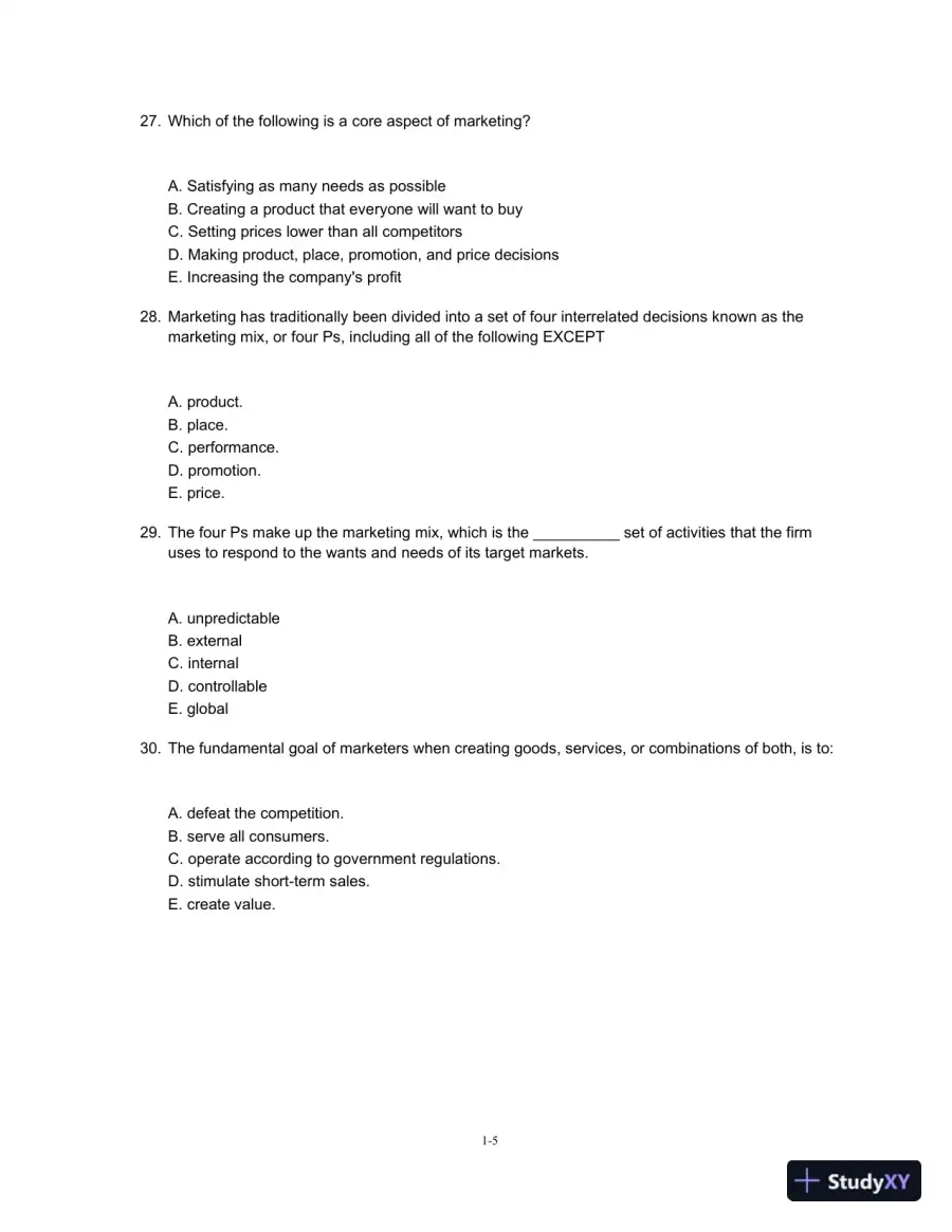 Test Bank For Marketing, 4th Edition, page 6
