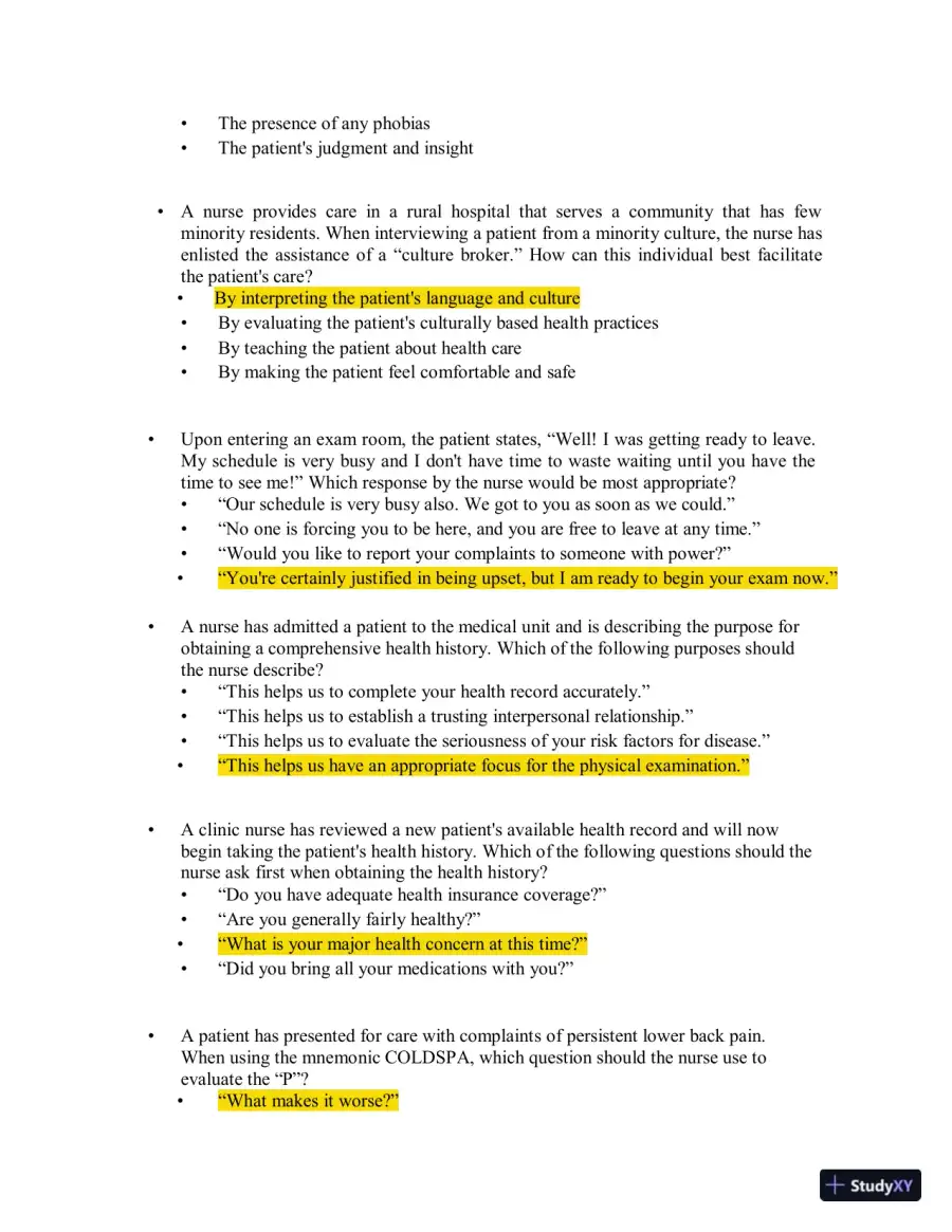Test Bank for Health Assessment in Nursing, 7th North American Edition (Chapters 1-34), page 11