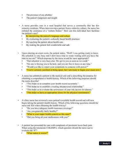 Test Bank for Health Assessment in Nursing, 7th North American Edition (Chapters 1-34) - Page 11 preview image
