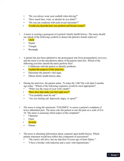 Test Bank for Health Assessment in Nursing, 7th North American Edition (Chapters 1-34) - Page 13 preview image