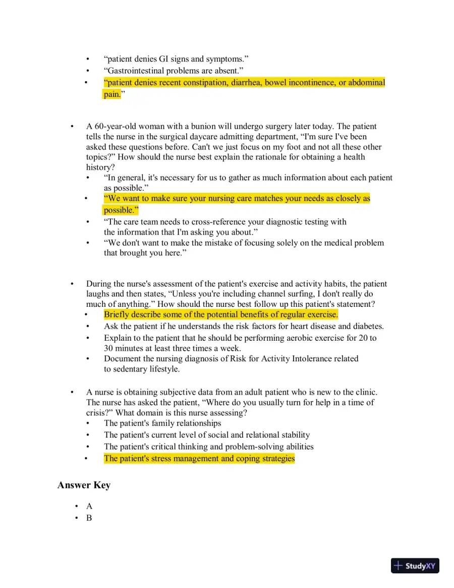 Test Bank for Health Assessment in Nursing, 7th North American Edition (Chapters 1-34), page 15