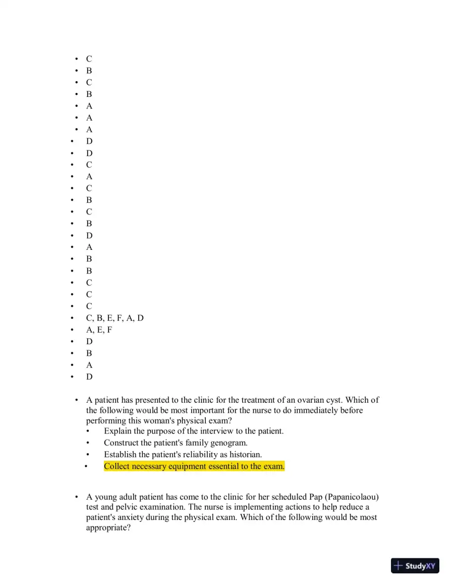 Test Bank for Health Assessment in Nursing, 7th North American Edition (Chapters 1-34), page 16