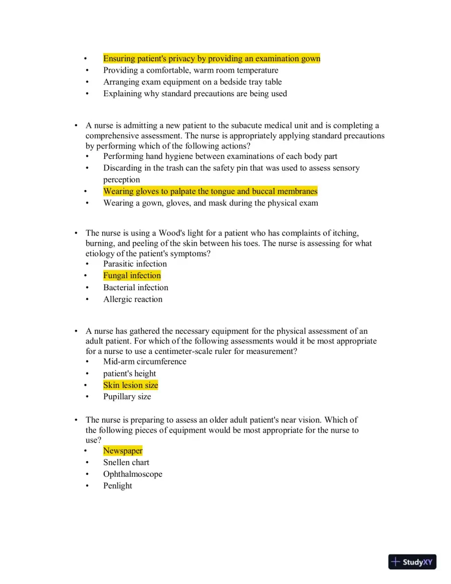 Test Bank for Health Assessment in Nursing, 7th North American Edition (Chapters 1-34), page 17