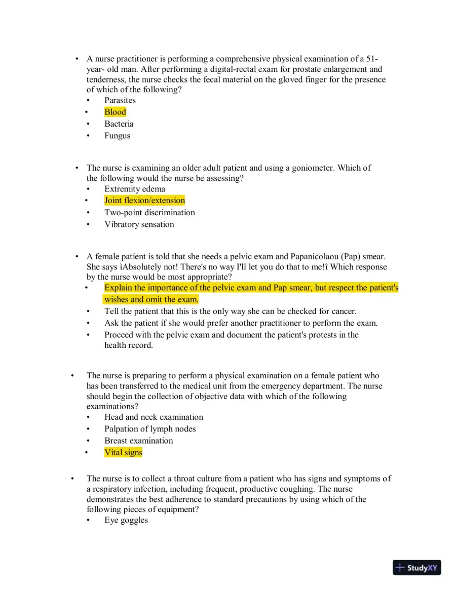 Test Bank for Health Assessment in Nursing, 7th North American Edition (Chapters 1-34), page 18