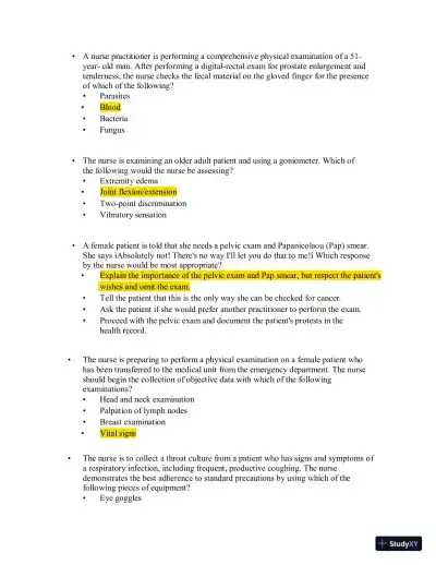 Test Bank for Health Assessment in Nursing, 7th North American Edition (Chapters 1-34) - Page 18 preview image