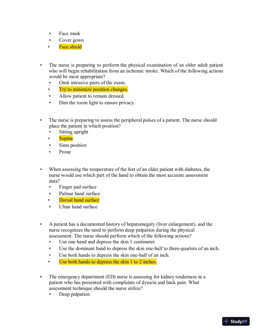 Test Bank for Health Assessment in Nursing, 7th North American Edition (Chapters 1-34), page 19