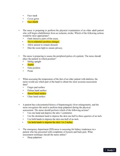 Test Bank for Health Assessment in Nursing, 7th North American Edition (Chapters 1-34) - Page 19 preview image