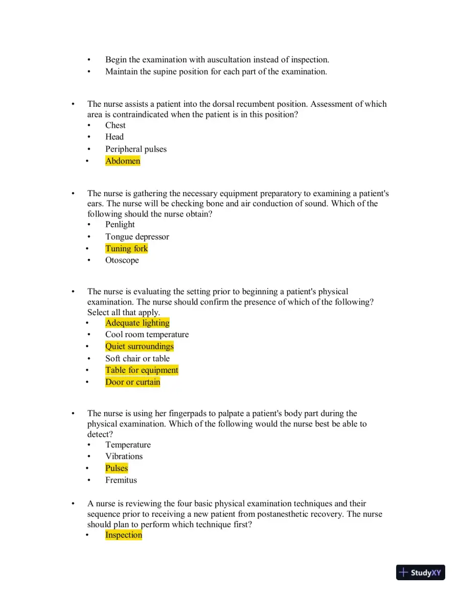 Test Bank for Health Assessment in Nursing, 7th North American Edition (Chapters 1-34), page 21