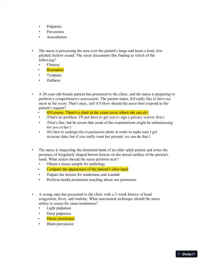Test Bank for Health Assessment in Nursing, 7th North American Edition (Chapters 1-34) - Page 22 preview image