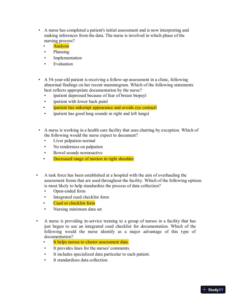 Test Bank for Health Assessment in Nursing, 7th North American Edition (Chapters 1-34), page 25