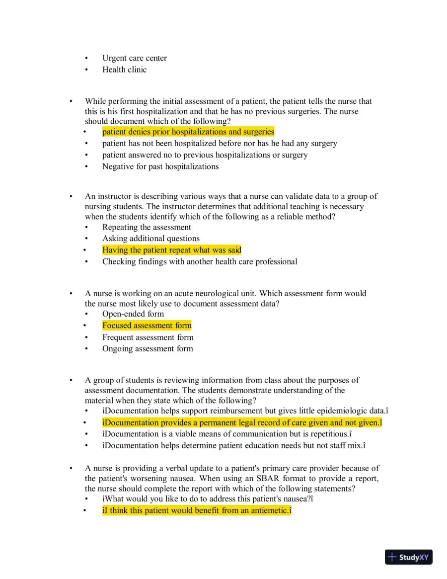 Test Bank for Health Assessment in Nursing, 7th North American Edition (Chapters 1-34), page 27
