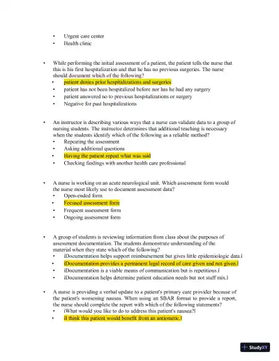 Test Bank for Health Assessment in Nursing, 7th North American Edition (Chapters 1-34) - Page 27 preview image