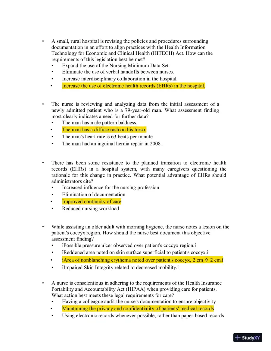 Test Bank for Health Assessment in Nursing, 7th North American Edition (Chapters 1-34), page 29