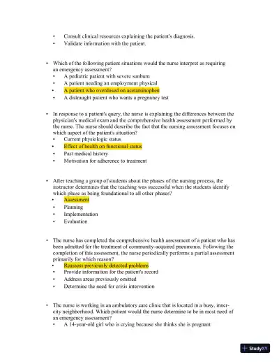 Test Bank for Health Assessment in Nursing, 7th North American Edition (Chapters 1-34) - Page 3 preview image