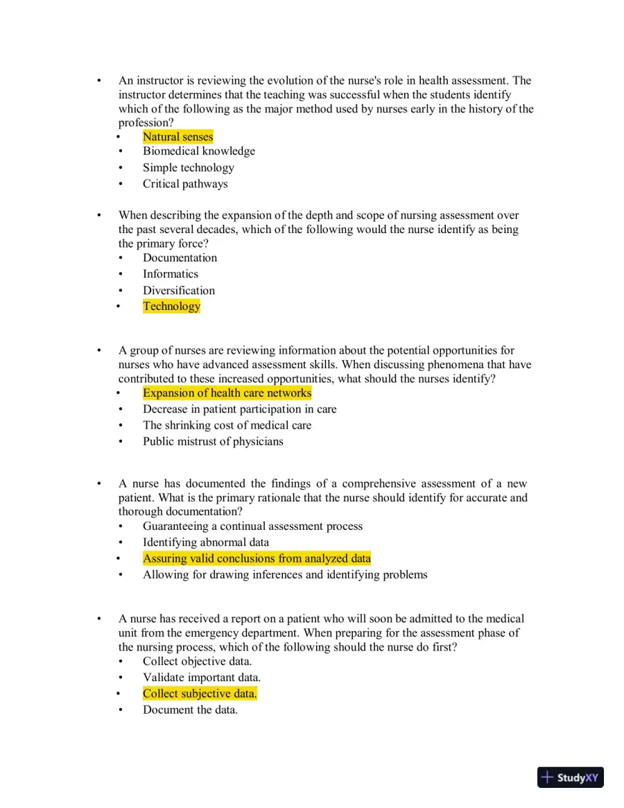 Test Bank for Health Assessment in Nursing, 7th North American Edition (Chapters 1-34), page 5