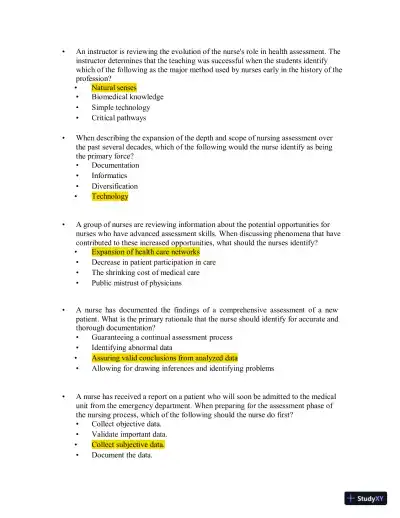 Test Bank for Health Assessment in Nursing, 7th North American Edition (Chapters 1-34) - Page 5 preview image