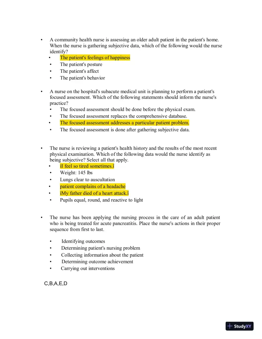 Test Bank for Health Assessment in Nursing, 7th North American Edition (Chapters 1-34), page 6