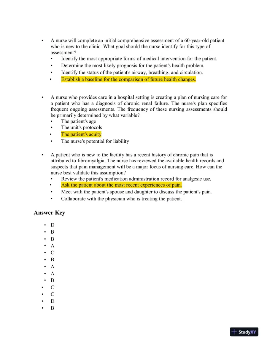 Test Bank for Health Assessment in Nursing, 7th North American Edition (Chapters 1-34), page 8