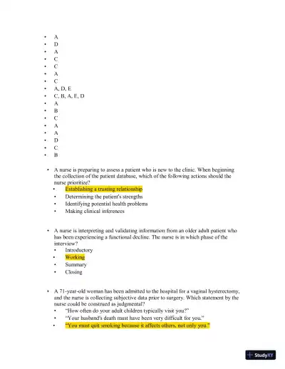 Test Bank for Health Assessment in Nursing, 7th North American Edition (Chapters 1-34) - Page 9 preview image