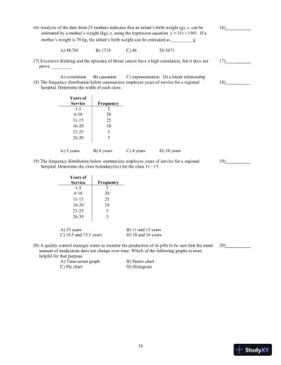 Test Bank for Biostatistics for the Biological and Health Sciences , 2nd Edition - Page 19 preview image