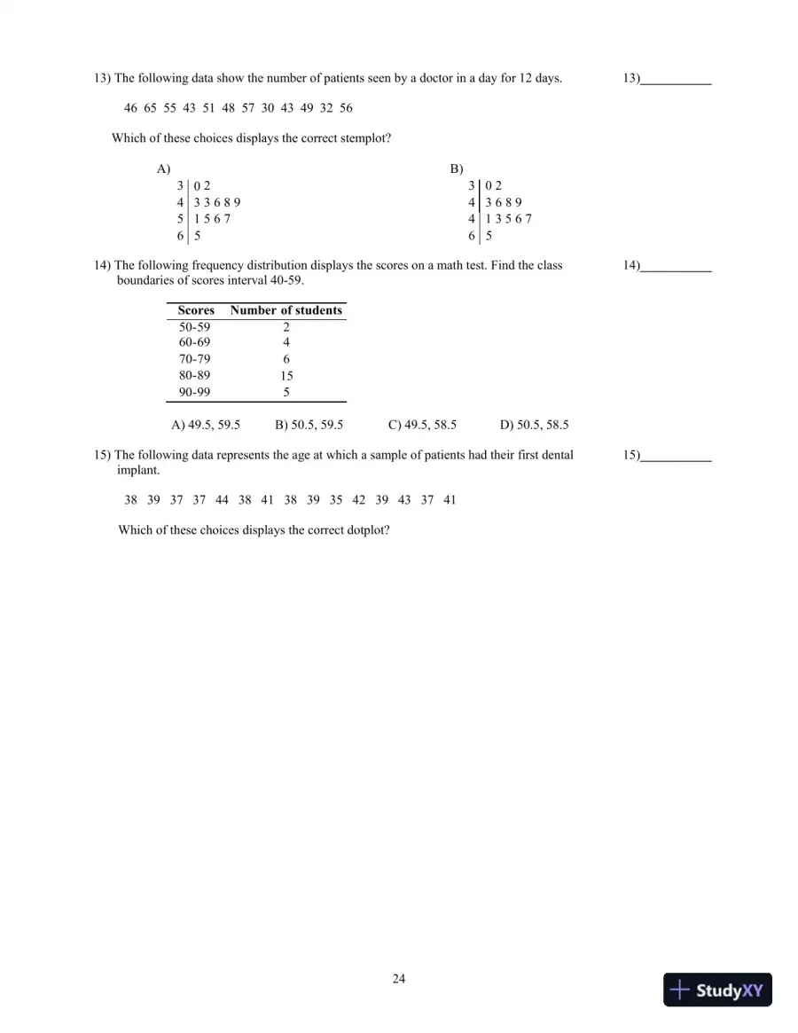 Test Bank for Biostatistics for the Biological and Health Sciences , 2nd Edition, page 25