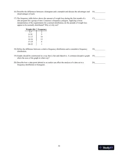 Test Bank for Biostatistics for the Biological and Health Sciences , 2nd Edition - Page 31 preview image