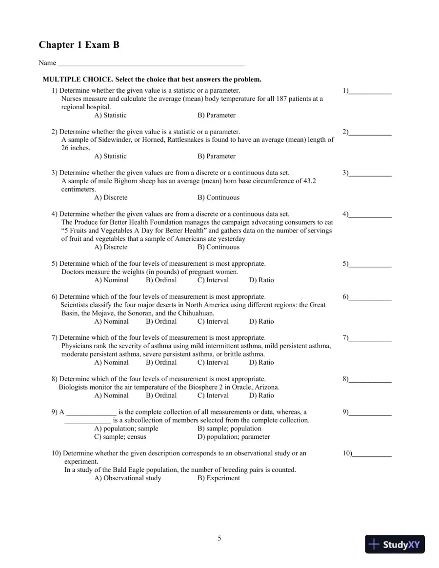 Test Bank for Biostatistics for the Biological and Health Sciences , 2nd Edition, page 6