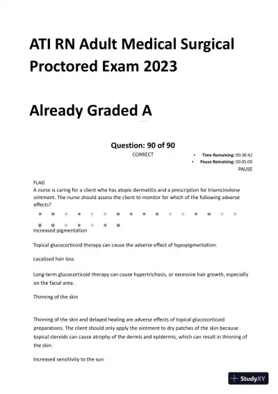 2023 ATI RN Medical Surgical Nursing Protected Exam With Answers (90 Solved Questions) - Page 1 preview image