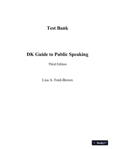 Test Bank for DK Guide to Public Speaking, 3rd Edition - Page 1 preview image