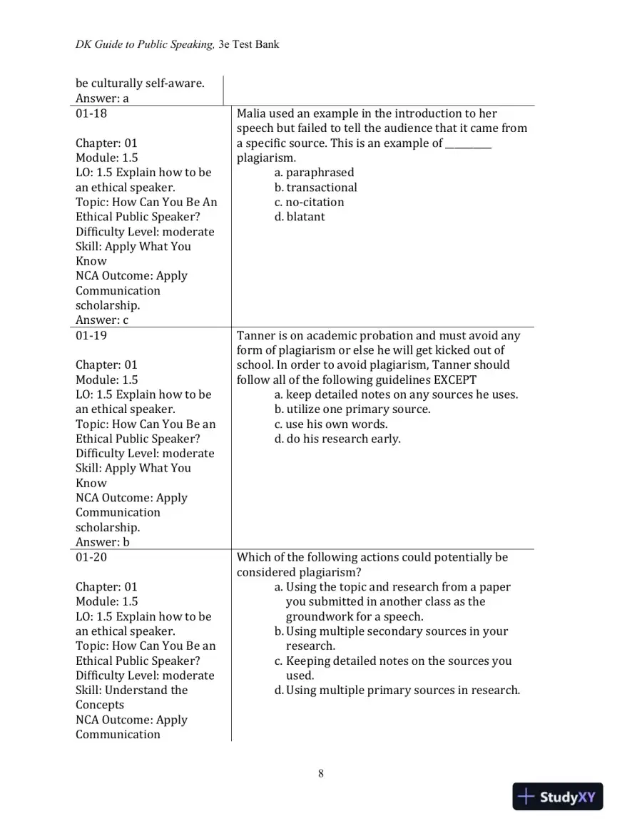 Test Bank for DK Guide to Public Speaking, 3rd Edition, page 10
