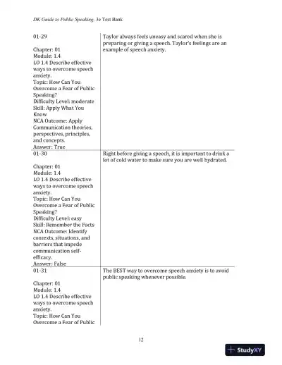 Test Bank for DK Guide to Public Speaking, 3rd Edition - Page 14 preview image