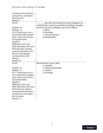 Test Bank for DK Guide to Public Speaking, 3rd Edition - Page 6 preview image