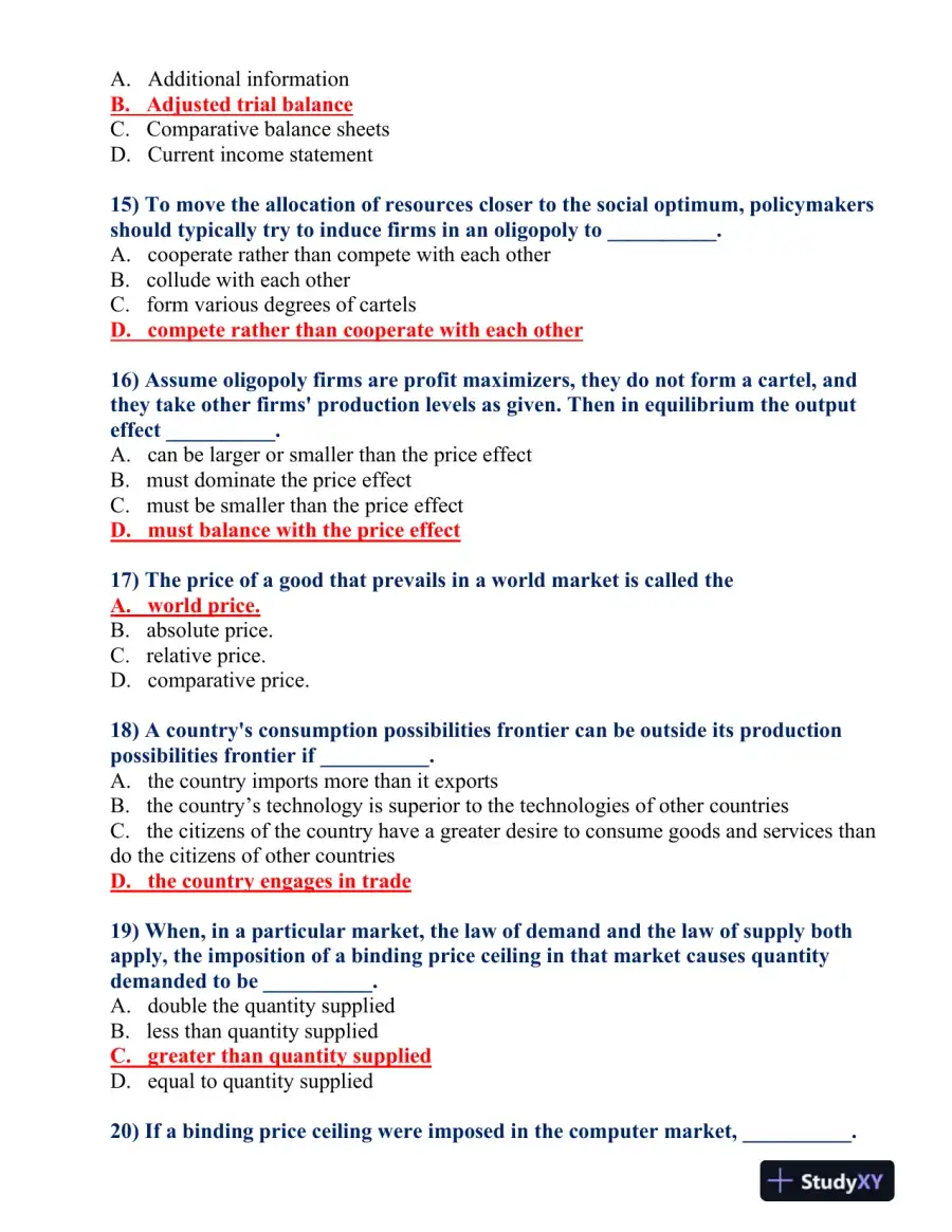 College Assignment: Comprehensive Business and Economic Concepts Assessment, page 5