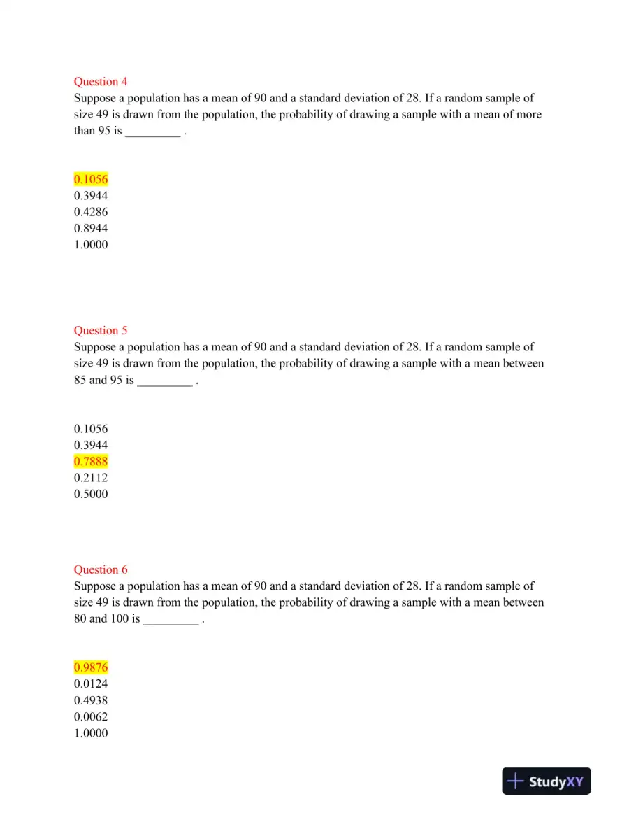 Application of Statistical Concepts: Probability, Sampling Methods, and Central Limit Theorem, page 3
