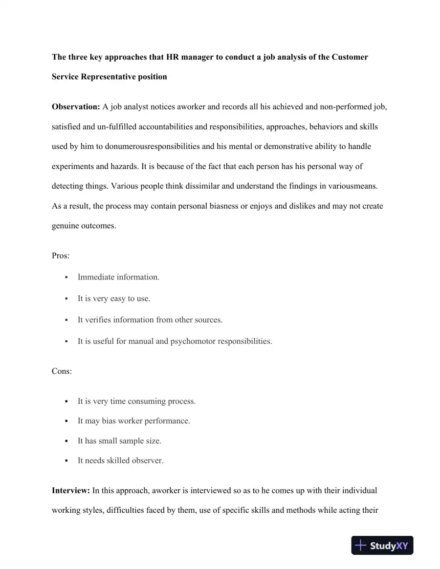 Organizational Structure: Job Analysis For Customer Service Representative: Approaches, Challenges, and Selection Strategies, page 3