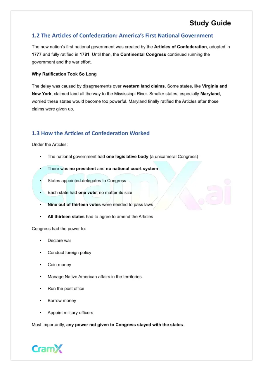 U.S. History I - Creating a New Nation, page 2