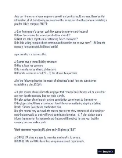 CPFA Management Version 1 Practice Exam With Answers (72 Solved Questions) - Page 5 preview image