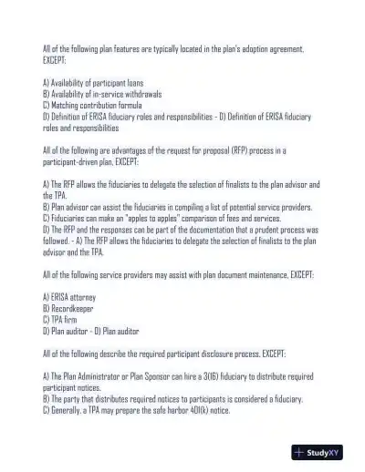 CPFA Management Version 1 Practice Exam With Answers (72 Solved Questions) - Page 7 preview image