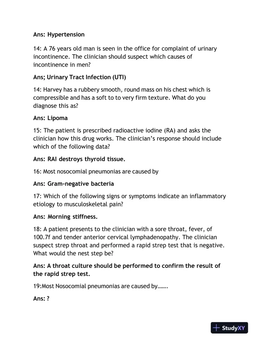2023 NR511 Clinical Analysis Final Exam Week 8 With Answers (103 Solved Questions), page 4