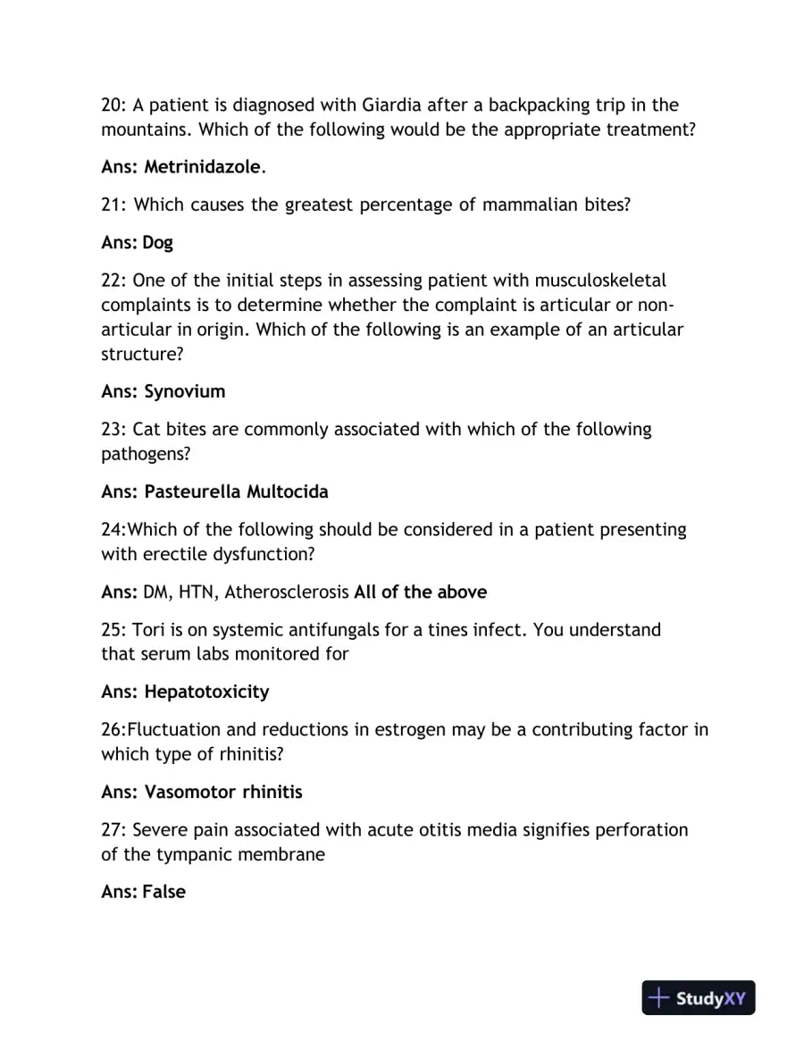 2023 NR511 Clinical Analysis Final Exam Week 8 With Answers (103 Solved Questions), page 5