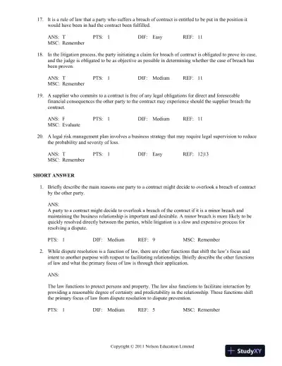 Canadian Business And The Law, 4th Edition Test Bank - Page 11 preview image