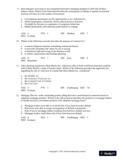 Canadian Business And The Law, 4th Edition Test Bank - Page 4 preview image