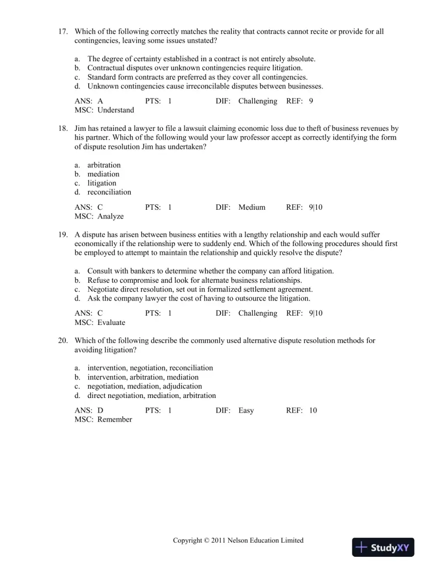 Canadian Business And The Law, 4th Edition Test Bank, page 6