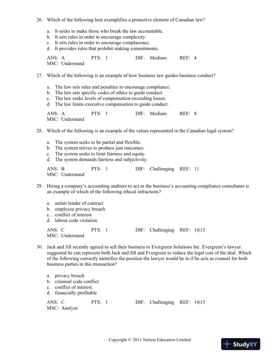 Canadian Business And The Law, 4th Edition Test Bank, page 8