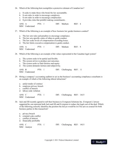 Canadian Business And The Law, 4th Edition Test Bank - Page 8 preview image