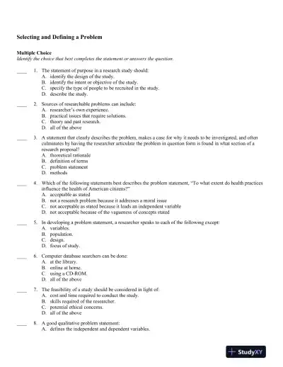 Reading, Understanding, and Applying Nursing Research, Revised Reprint 4th Edition Test Bank - Page 11 preview image