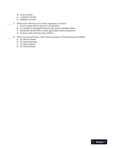 Reading, Understanding, and Applying Nursing Research, Revised Reprint 4th Edition Test Bank - Page 3 preview image